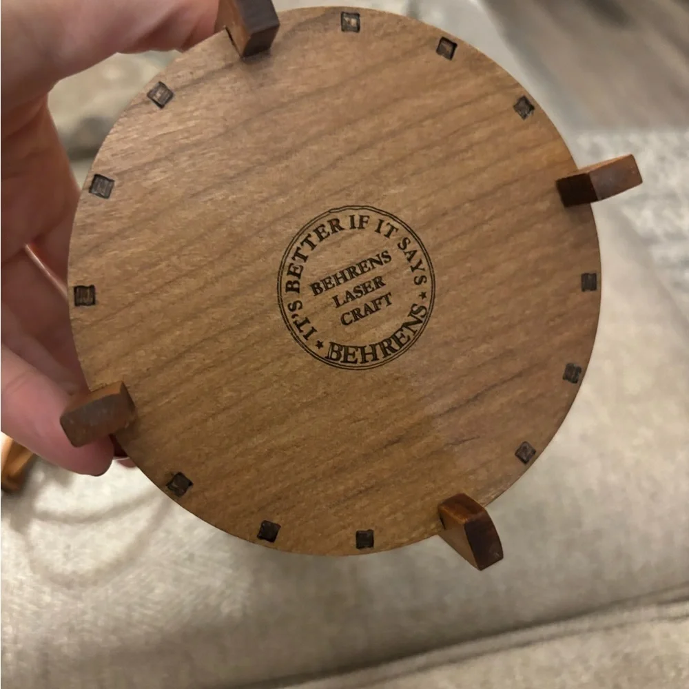Behrens Laser Craft  Wooden Wine Bottle Holder Cherry Wood